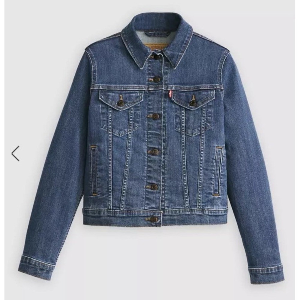 Levi's Original Trucker Jean Jacket Womens XL Medium Wash Blue Denim Cropped NWT - Picture 3 of 10
